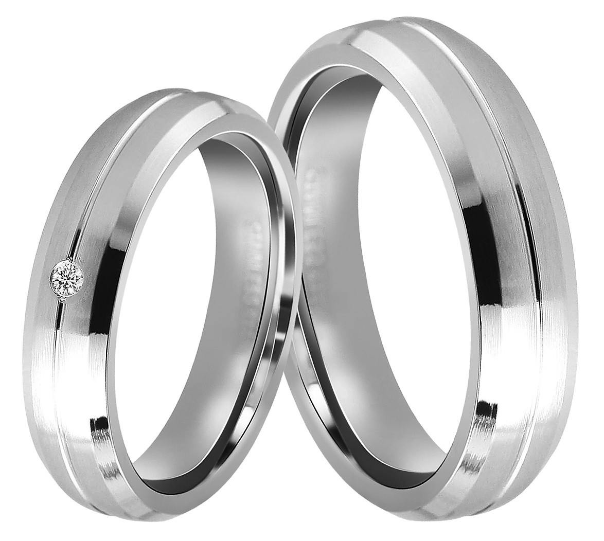 Men's curved stainless steel ring with matte center and polished edges
