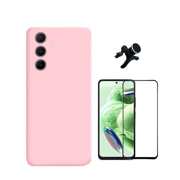 Tempered glass full cover kit with silicone case and magnetic car mount