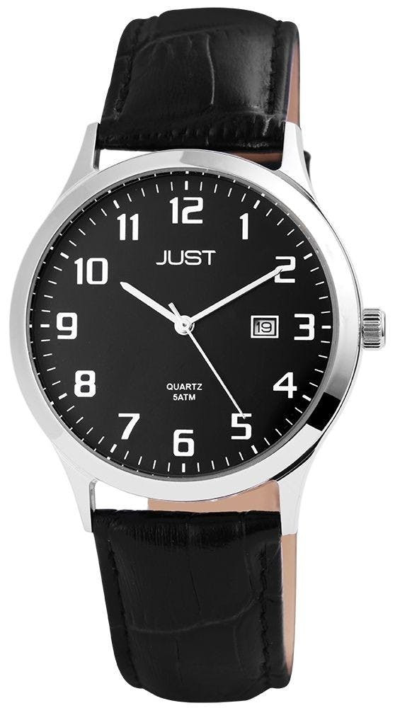 Men's metal wristwatch with genuine leather strap