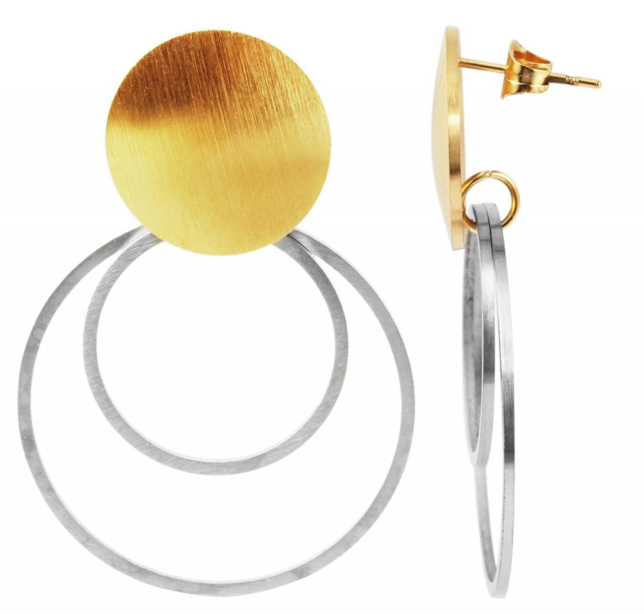 Pendientes colgantes de acero inoxidable con elementos circulares