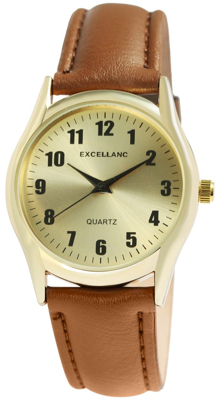 Reloj de pulsera analógico con correa de piel sintética