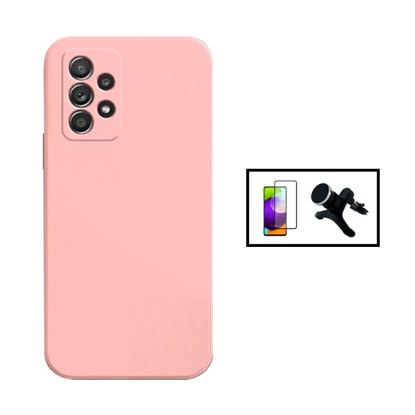Kit de protección: vidrio full cover + funda silicona líquida + soporte magnético de coche