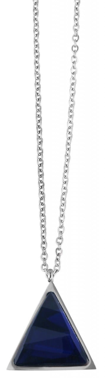 Triangle stainless steel necklace with blue stone