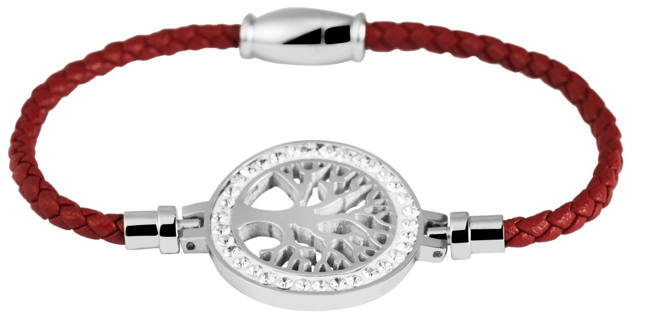 Pulsera Trenzada de Piel Sintética Árbol de la Vida con Cierre Magnético