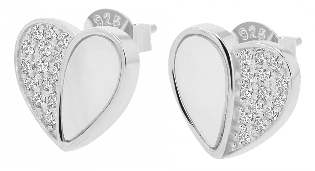 Pendientes corazón en plata 925 con madreperla y circonitas