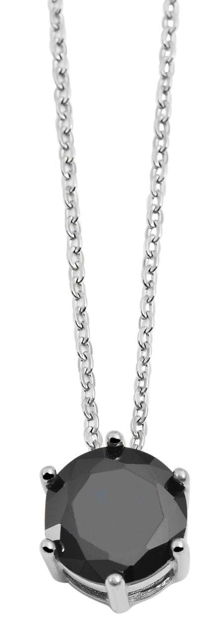 Collar de acero inoxidable con piedra similite negra