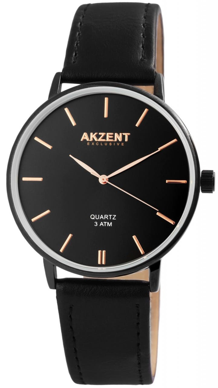 Reloj de pulsera analógico con correa de piel sintética