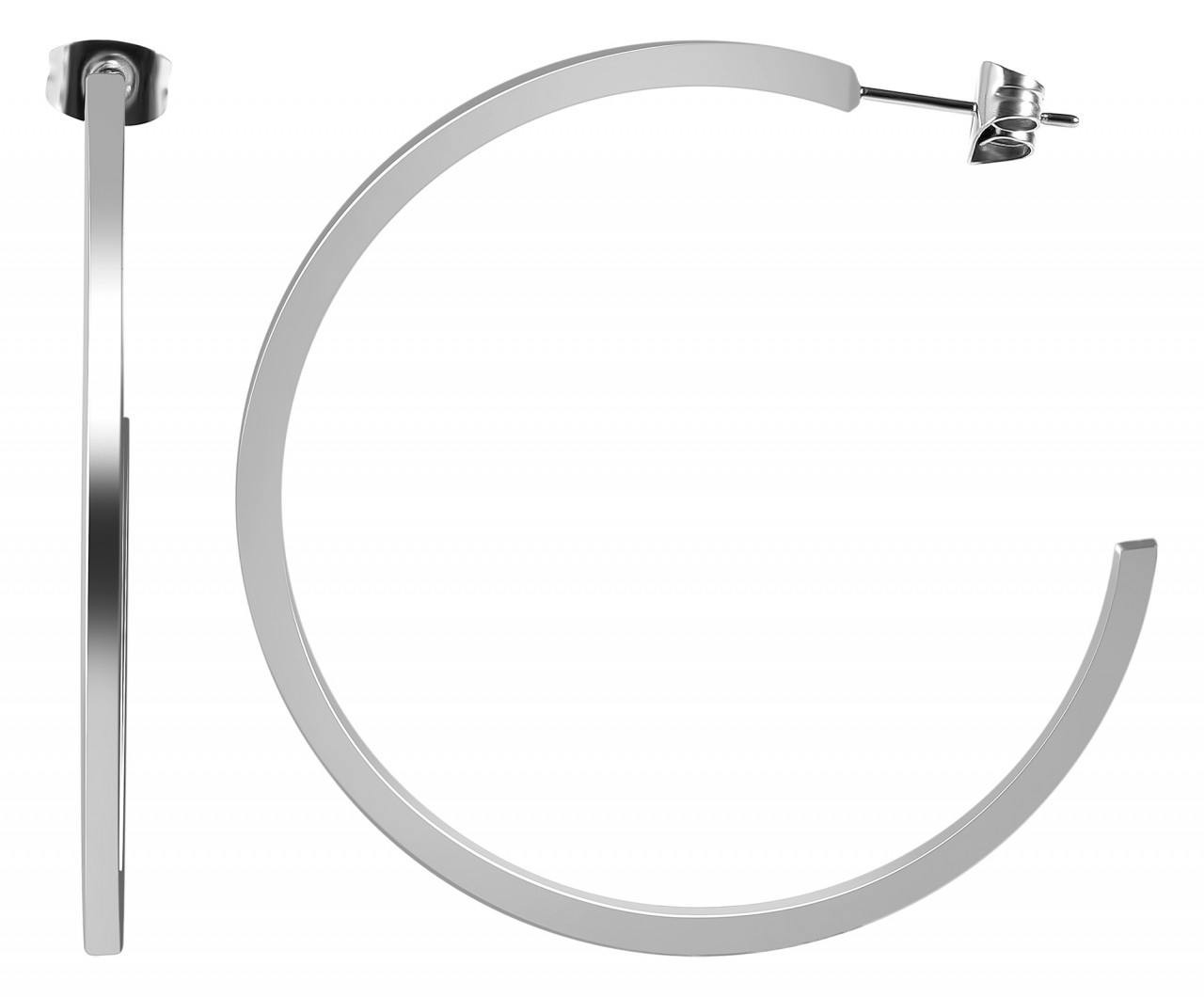 Pendientes media aro en acero inoxidable plateado