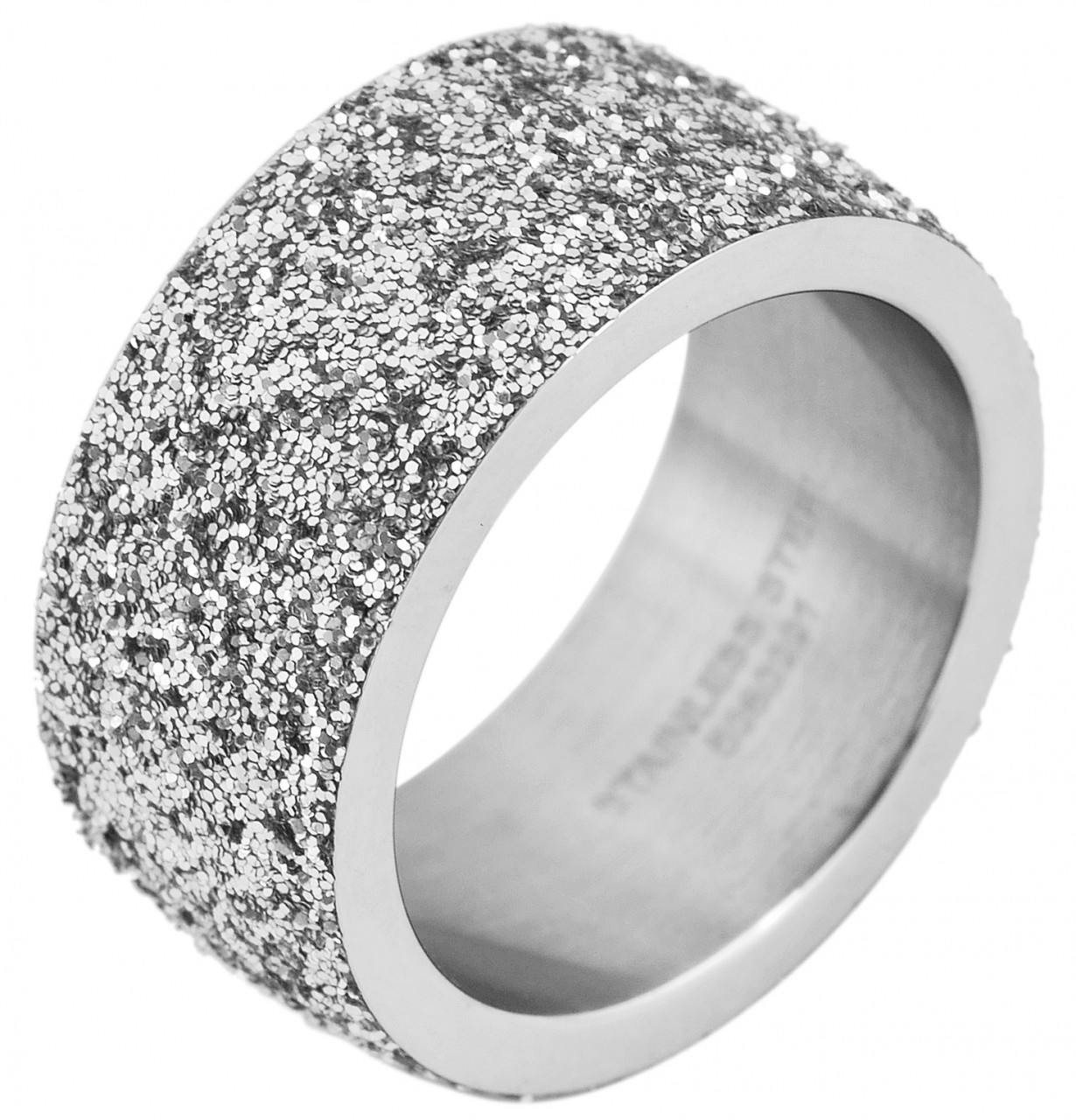 Women's stainless steel textured silver ring