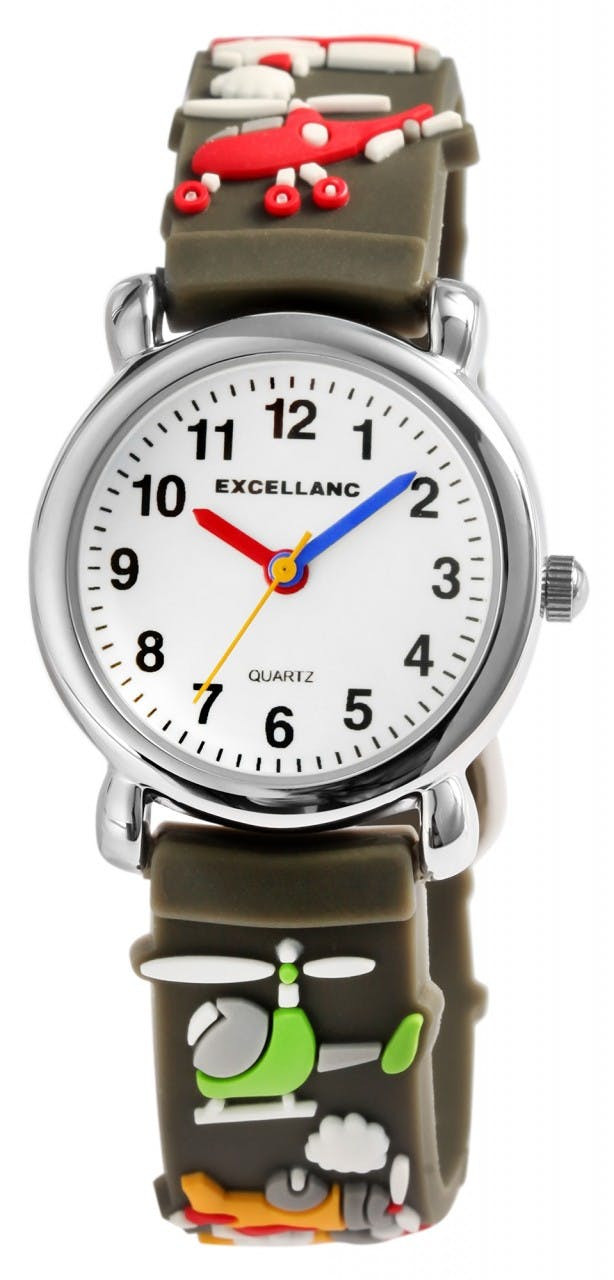 Reloj infantil analógico con correa de silicona y esfera blanca