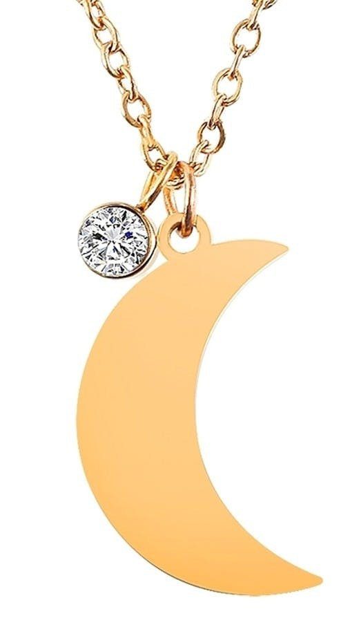 Collar con colgante lunar en acero inoxidable dorado y plateado