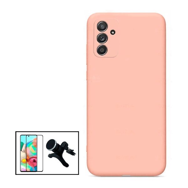 Kit: protector de vidrio templado, funda de silicona líquida y soporte magnético de coche