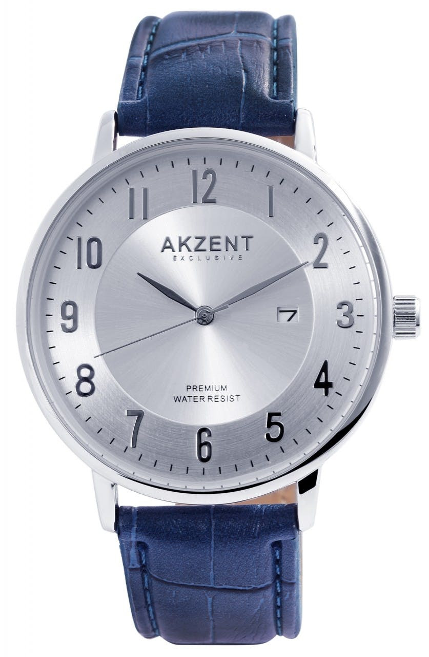 Reloj de pulsera analógico Akzent para hombre con correa de piel sintética