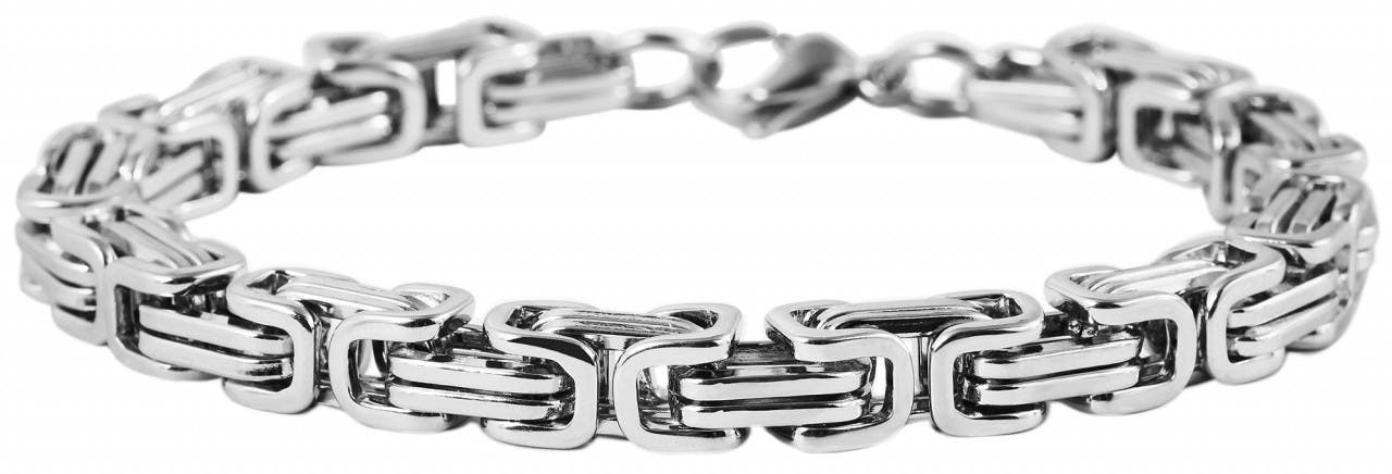 Pulsera cadena bizantina acero inoxidable 6 mm plateada
