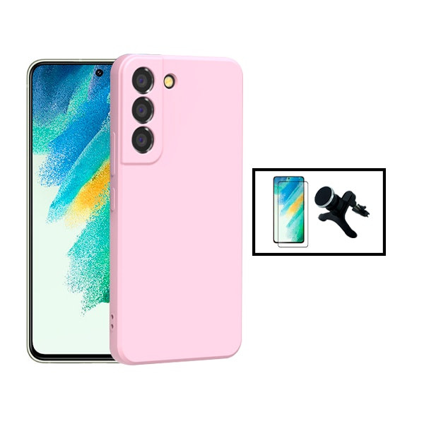 Kit de protección: vidrio 5D, funda silicona líquida y soporte magnético de coche