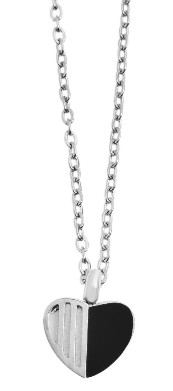 Collar corazón en acero inoxidable con cadena ancla