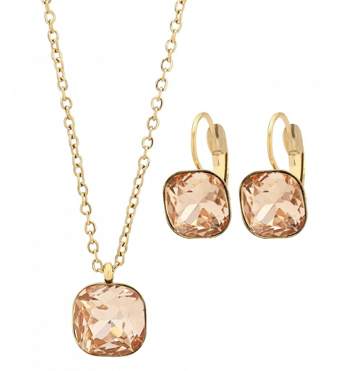 Conjunto de joyería en acero inoxidable con collar y pendientes