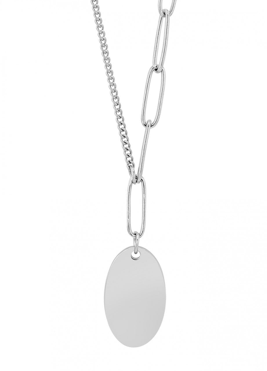 Collar de acero inoxidable con colgante ovalado