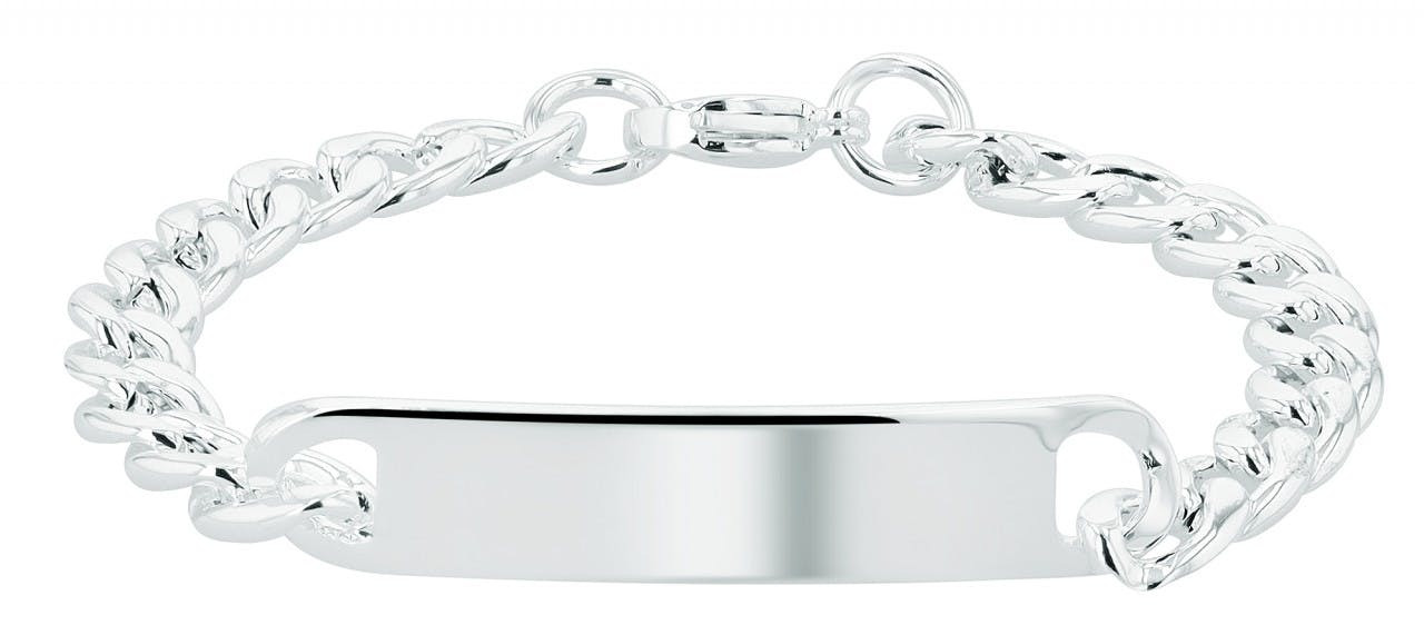 Stainless steel silver bracelet with engraving plate