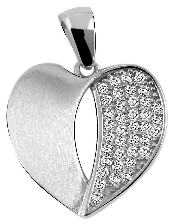 Colgante en forma de corazón en oro 8k con circonitas
