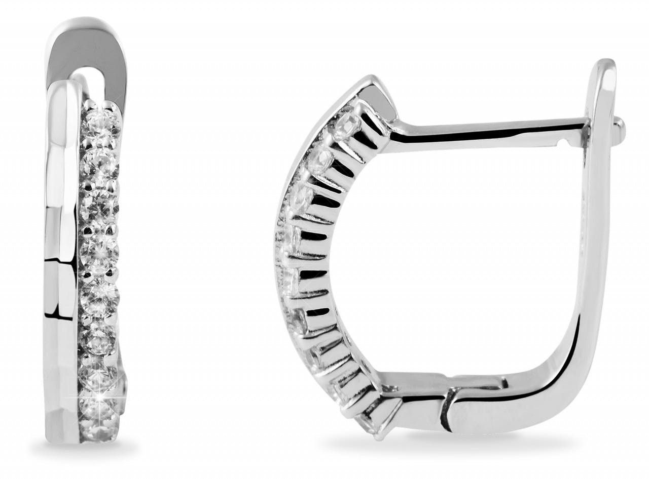 Hoop earrings with zirconia, 925 silver rhodium plated