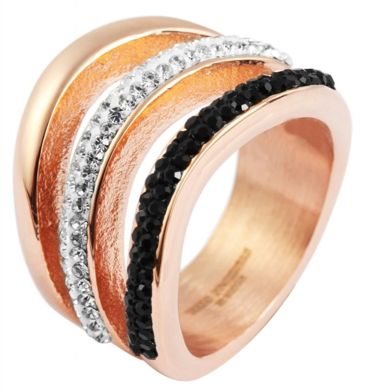 Women's stainless steel ring with rose gold plating