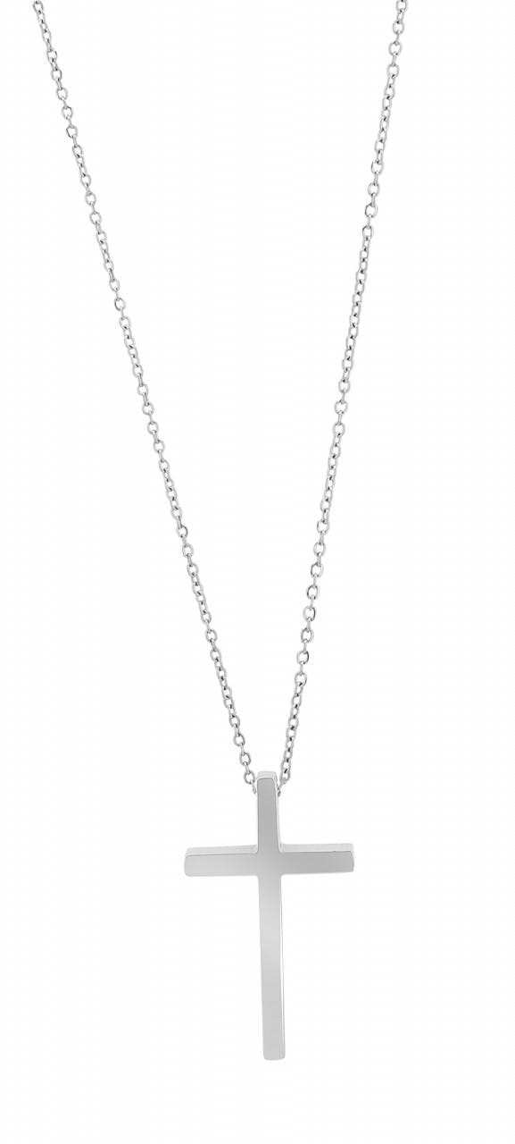 Collar Keats en acero inoxidable con cruz