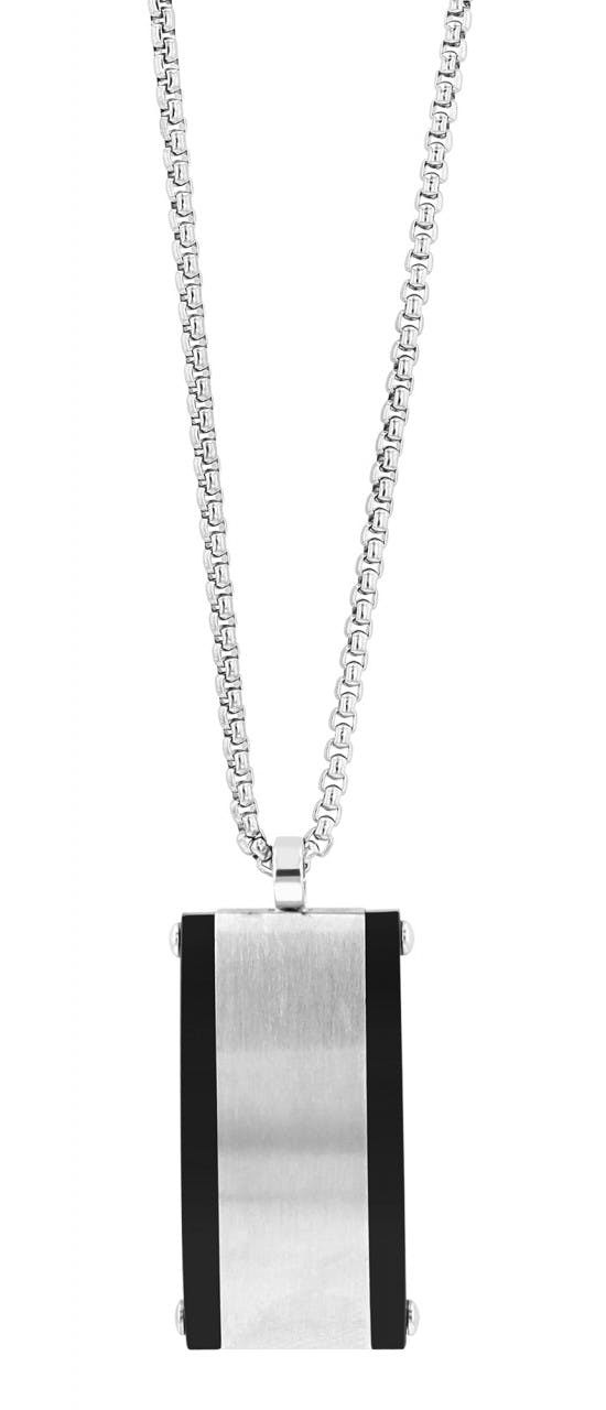 Stainless steel necklace with two-tone pendant