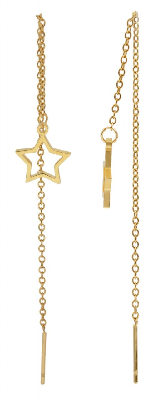 Pendent star stainless steel earrings in gold tone