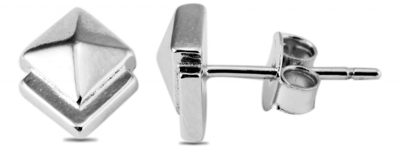 Pendientes cuadrados de plata 925 bañados en rodio