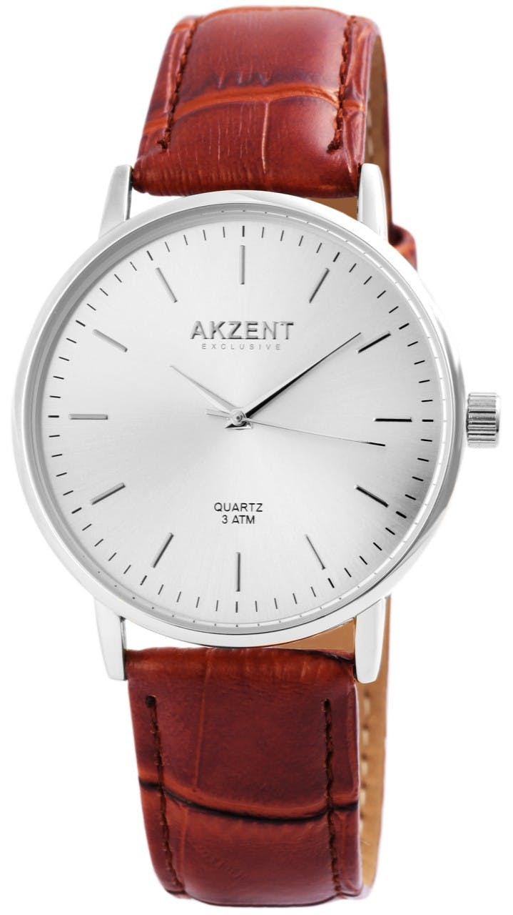 Reloj de hombre analógico con correa de piel sintética, caja 40 mm