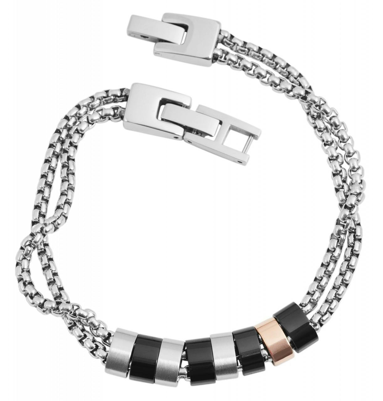 Pulsera de acero inoxidable con dos cadenas Venezia y elementos grabables