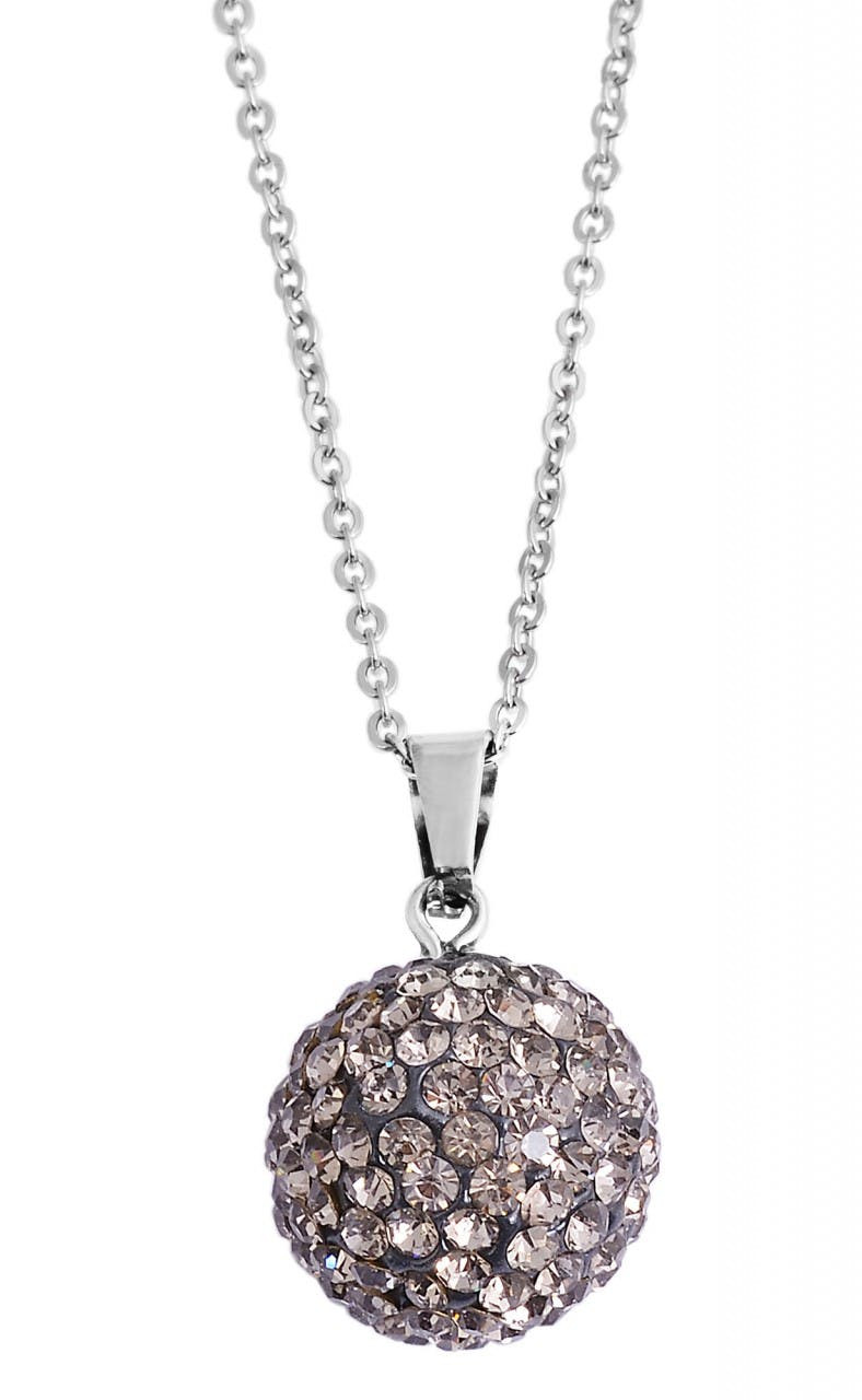 Collar con colgante redondo de acero inoxidable con circonitas