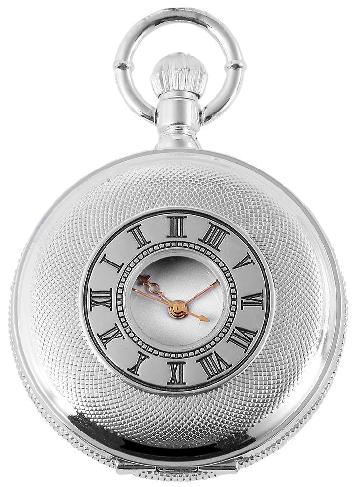 Reloj de bolsillo analógico con caja metálica y cristal mineral