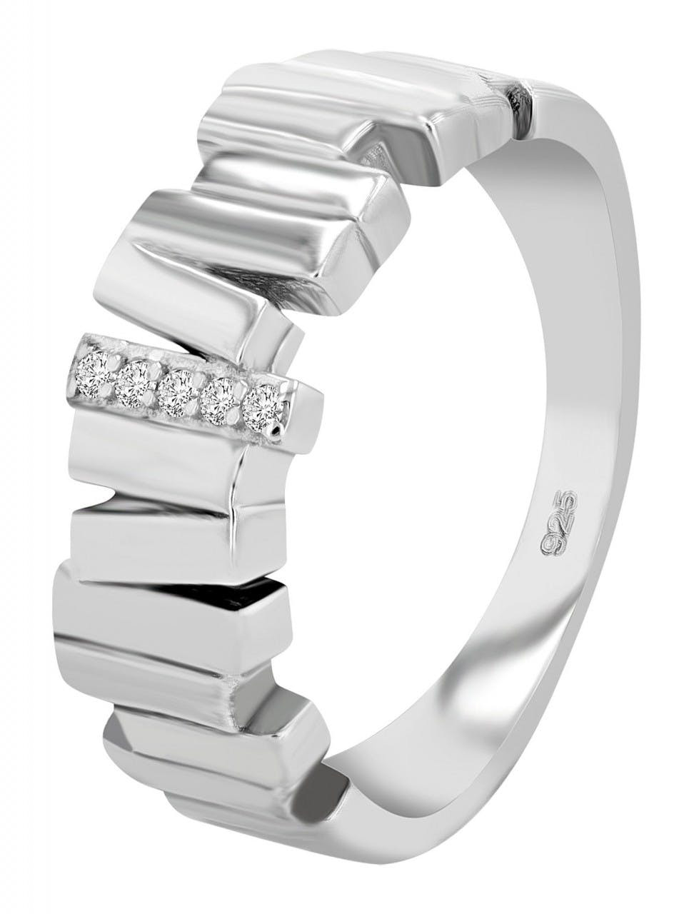 Anillo plateado en plata de ley 925 con circonitas bañado en rodio