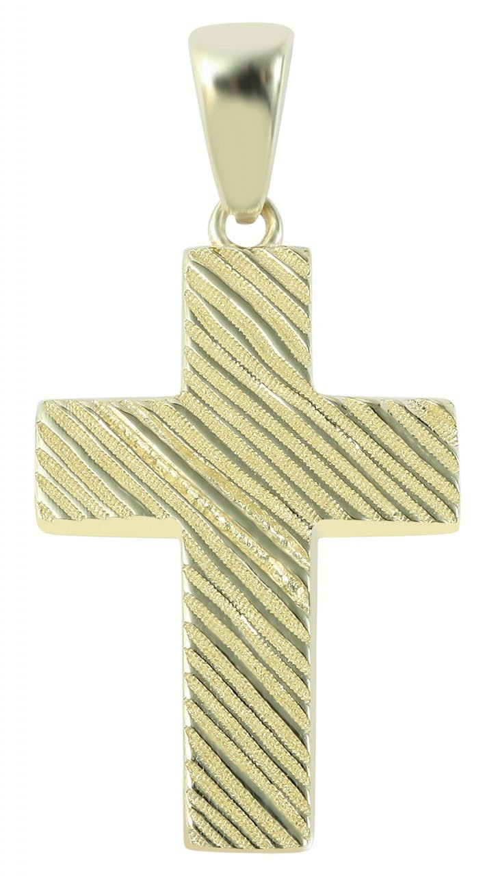 Colgante cruz en oro 14k con filigrana