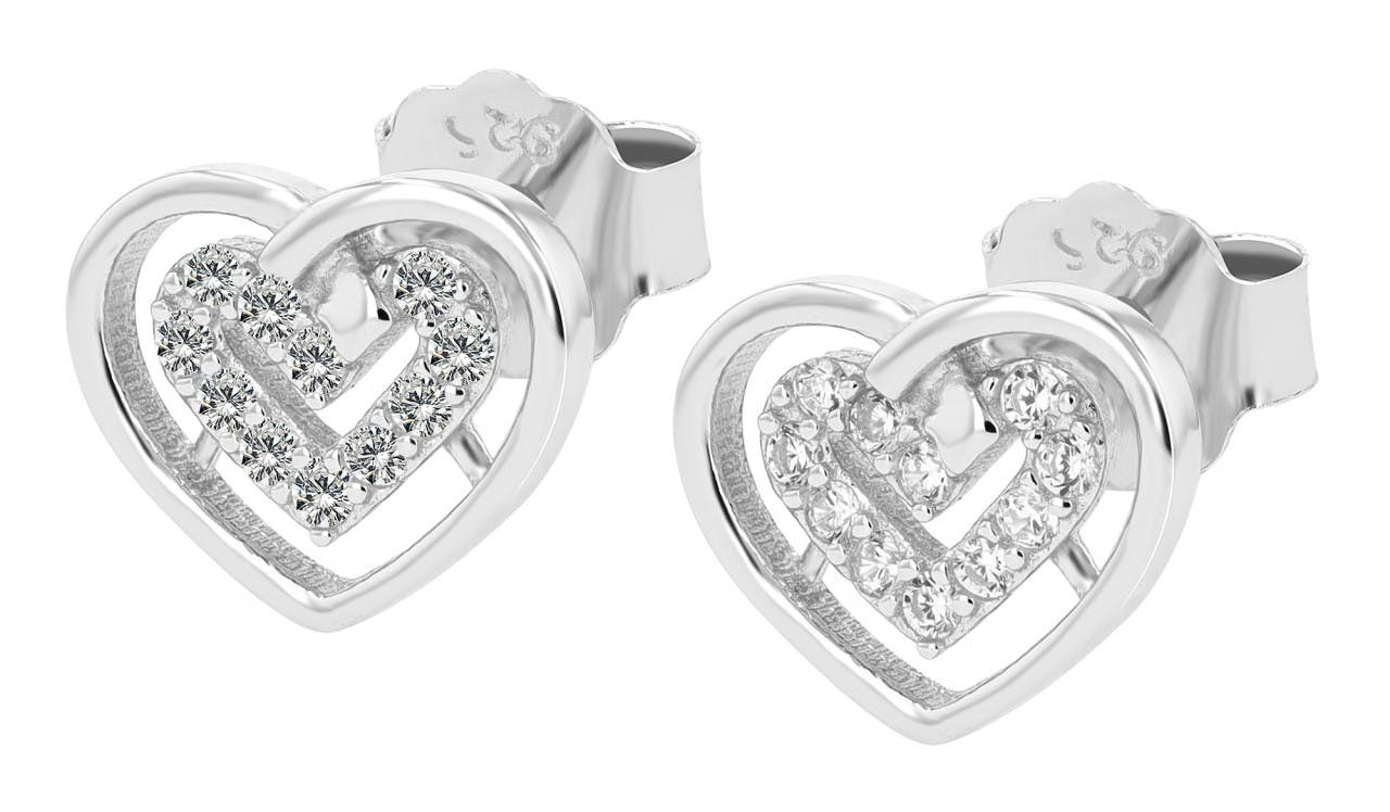 Pendientes corazón en plata de ley 925 bañados en rodio