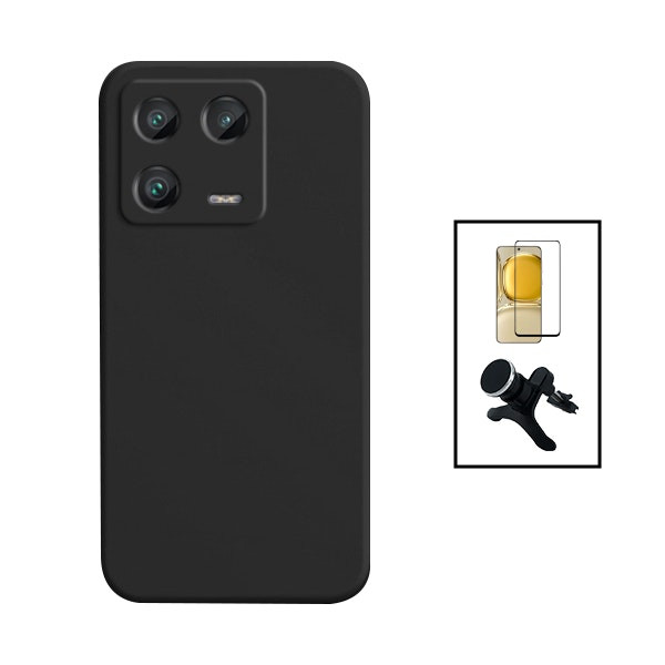 Kit: Vidrio Templado Full Cover 5D y Funda de Silicona Líquida con Soporte Magnético para Xiaomi 13