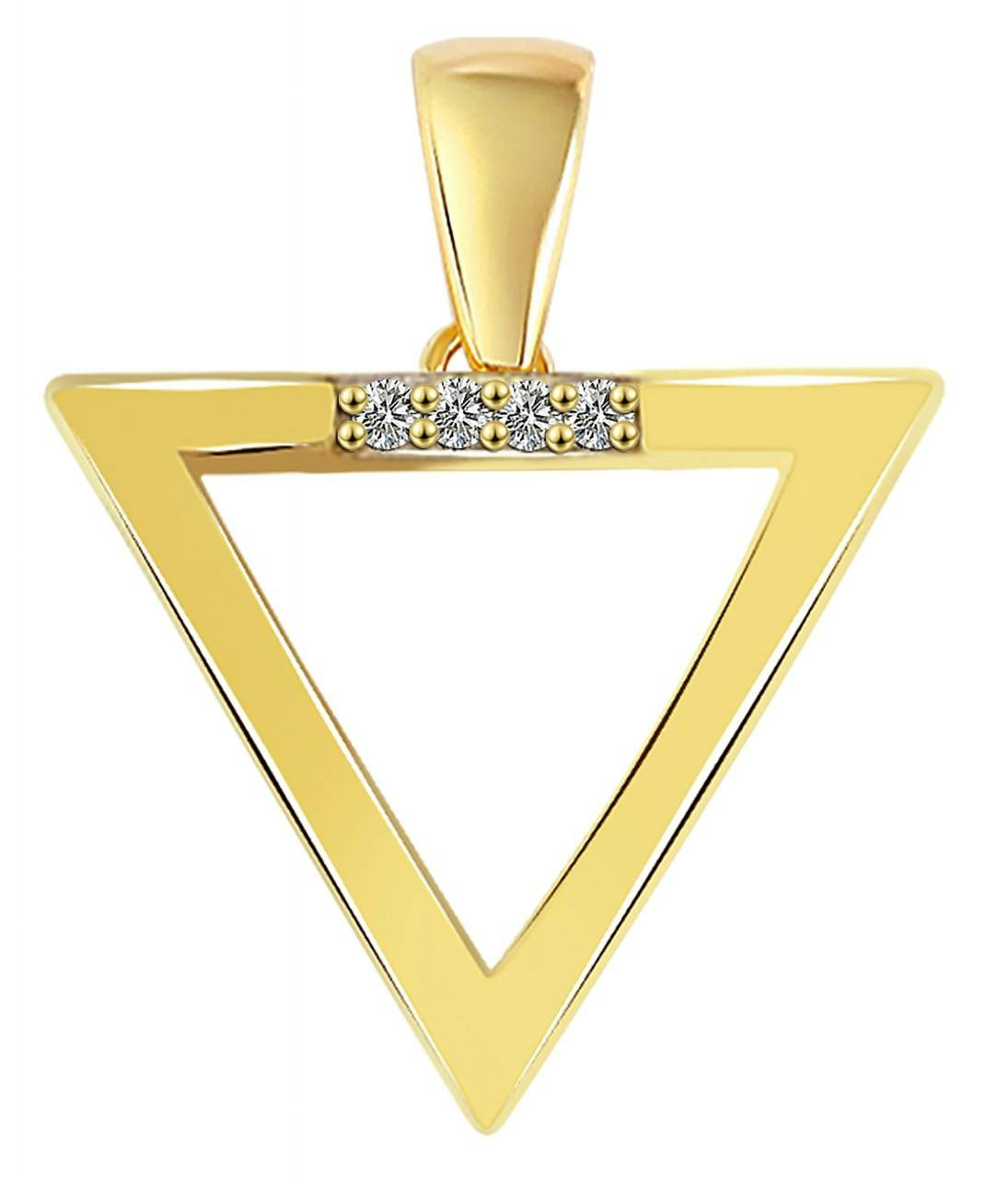 Colgante triangular en oro 8k con circonitas
