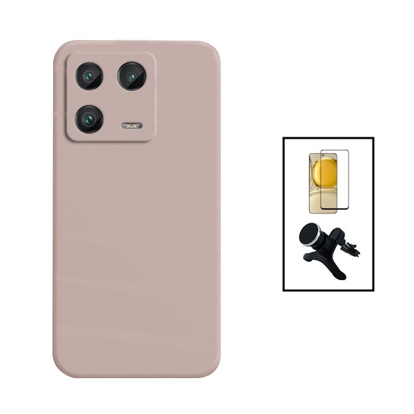 Funda silicona líquida + protector de cristal full cover y soporte magnético para Xiaomi 13