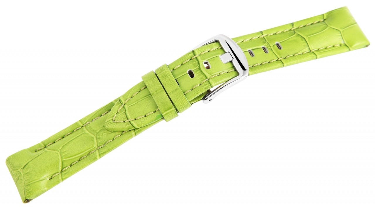 Genuine leather crocodile-embossed green watch strap 20mm