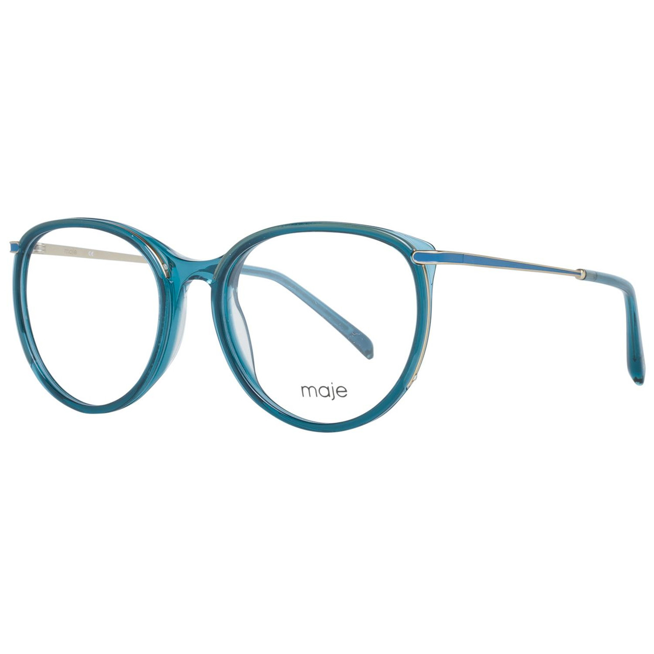 Montura óptica redonda de acetato verde con funda