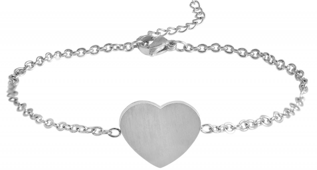 Delmy Stainless Steel Bracelet with Brushed Heart