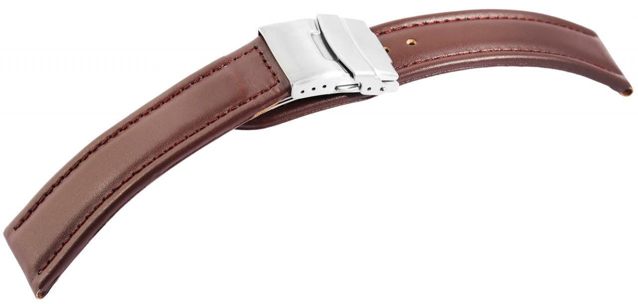 Brown genuine leather watch strap 24 mm