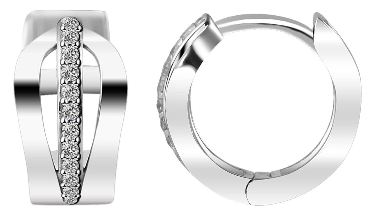 Hoop earrings in 925 silver with zirconia and rhodium plating