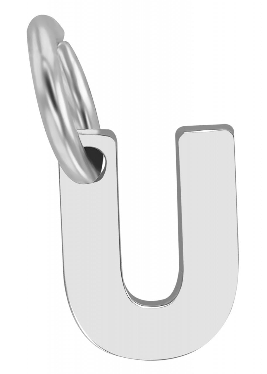 Letter pendant in 925 rhodium plated silver without chain