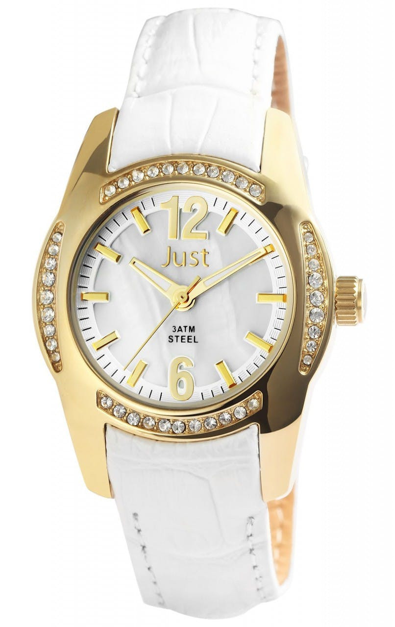 Reloj analógico de mujer en acero con correa de cuero genuino