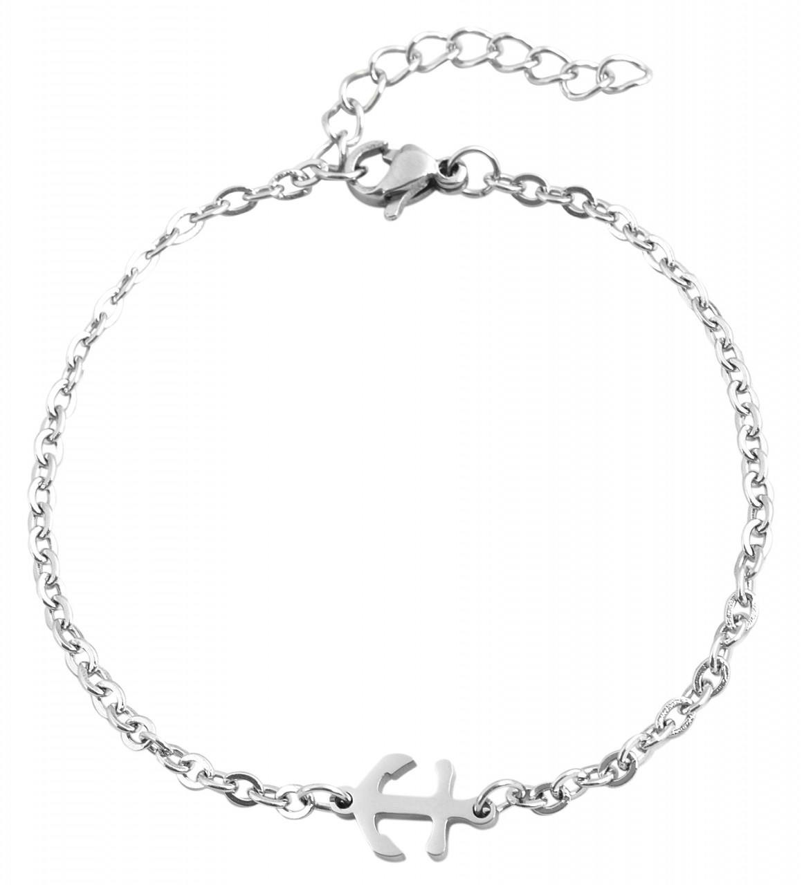 Stainless steel chain bracelet with anchor pendant
