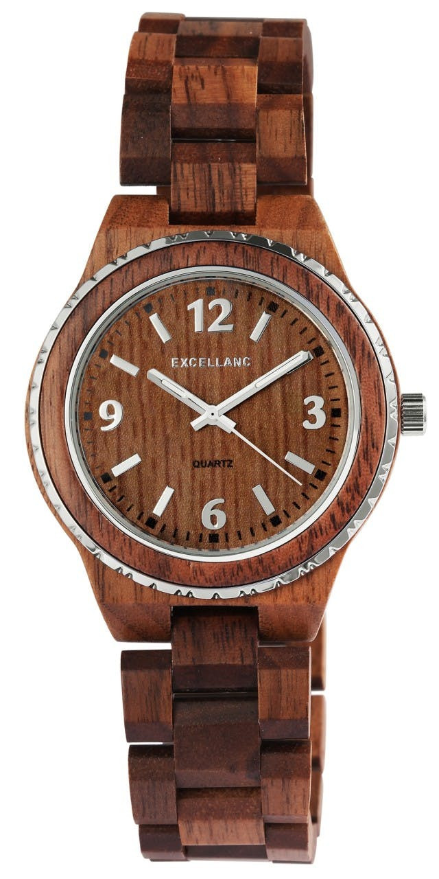 Reloj unisex con correa y caja de madera