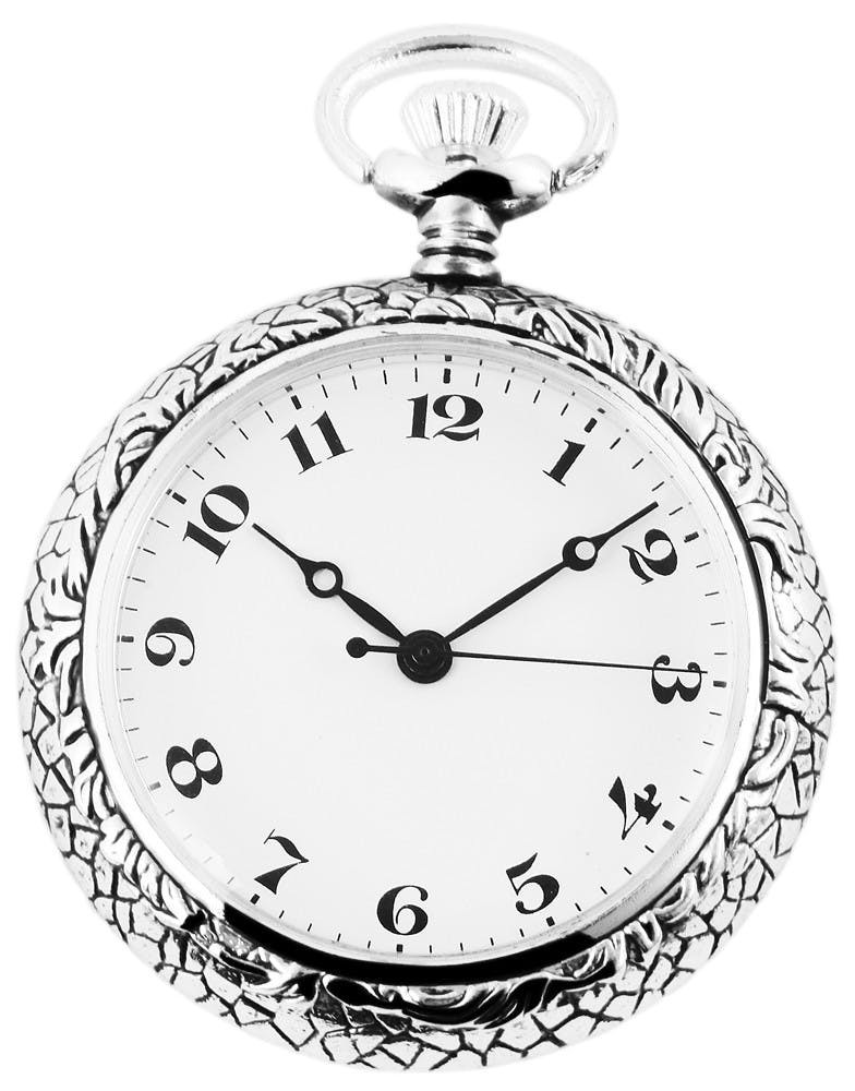 Reloj de bolsillo analógico en metal con cristal mineral